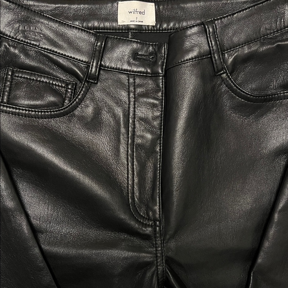 Wilfred Sleek Black Faux Leather Jeans